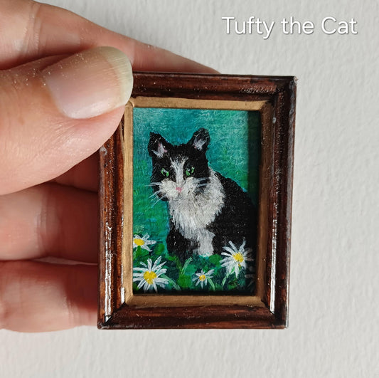 Tufty the Cat Miniature Oil Painting