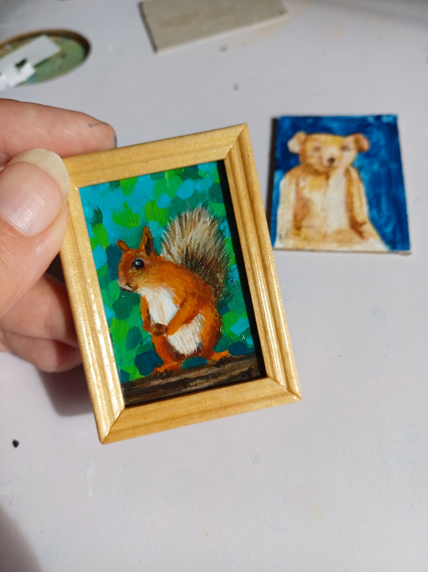 Cinnamon Squirrel Miniature Oil Painting